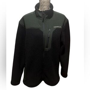 Merrell Zefting Fleece Full Zip Up Jacket Black & Olive Green Men’s Size XL